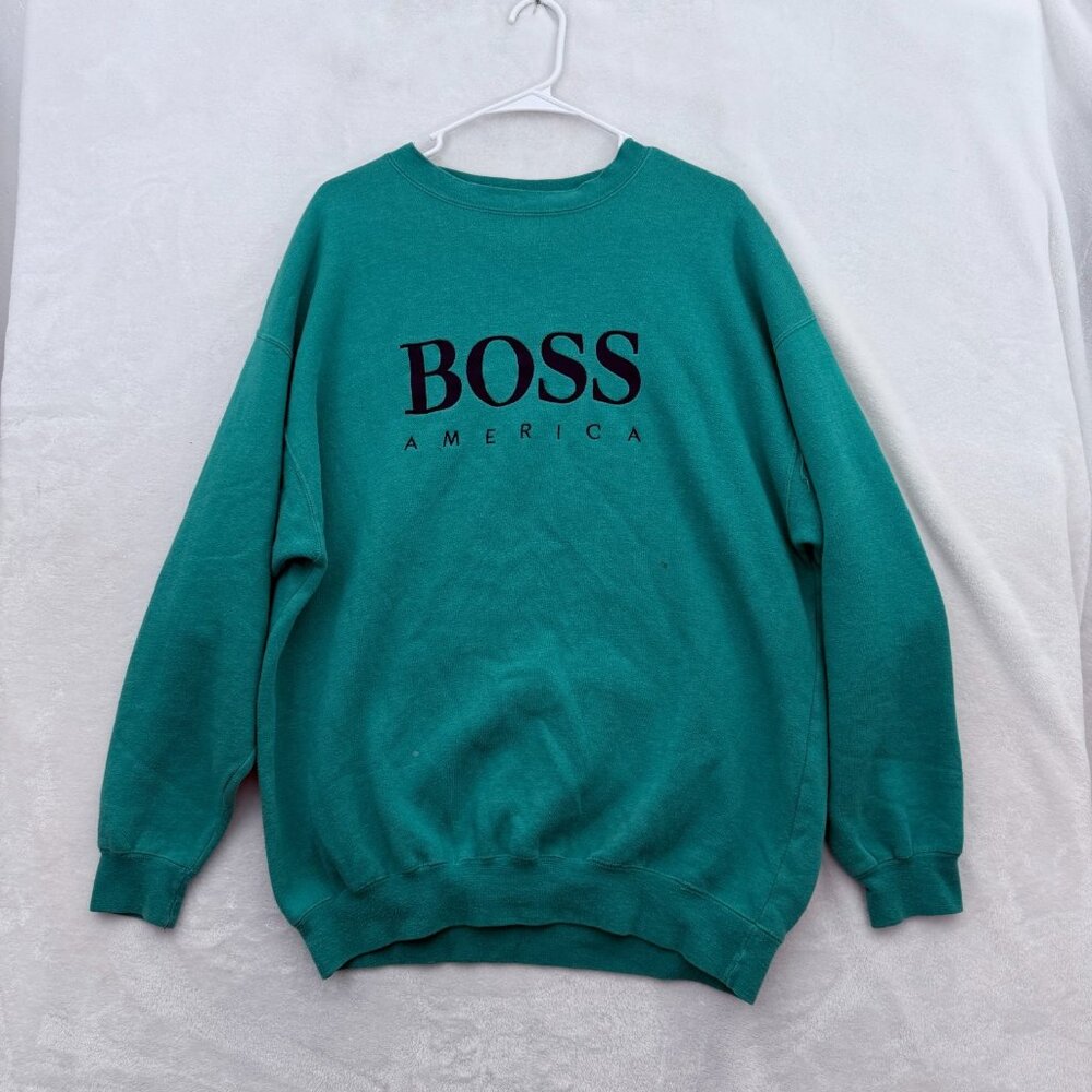Hugo Boss Teal Green 'BOSS AMERICA' Crewneck Sweatshirt